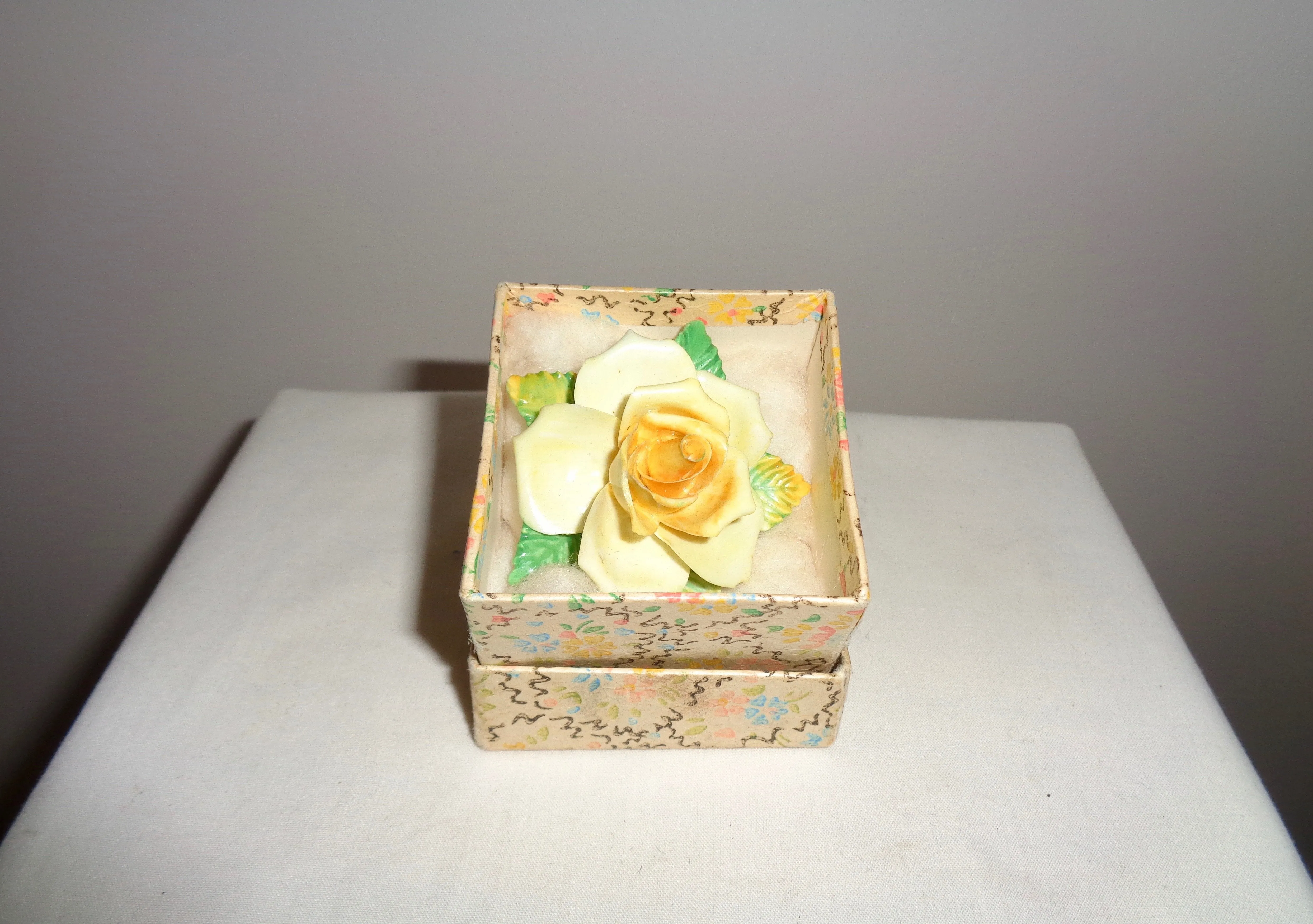 1950s Yellow Rose Coalport Pottery Brooch By D Simmill