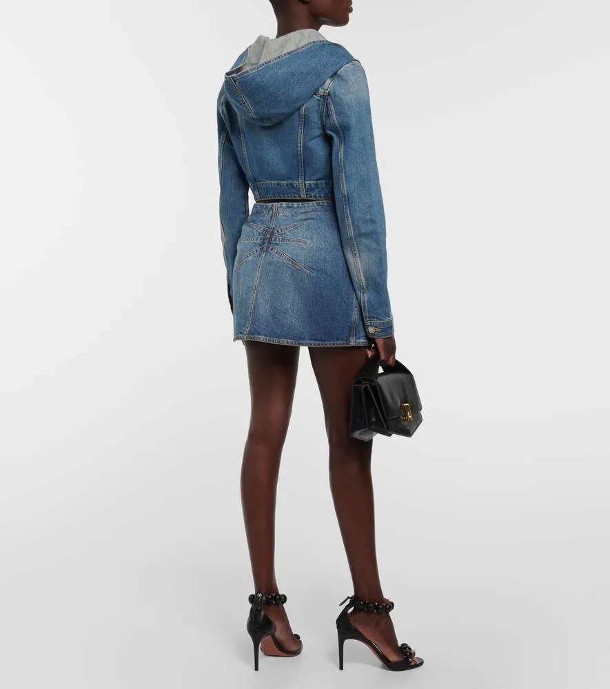 ALAÏA denim miniskirt, blue