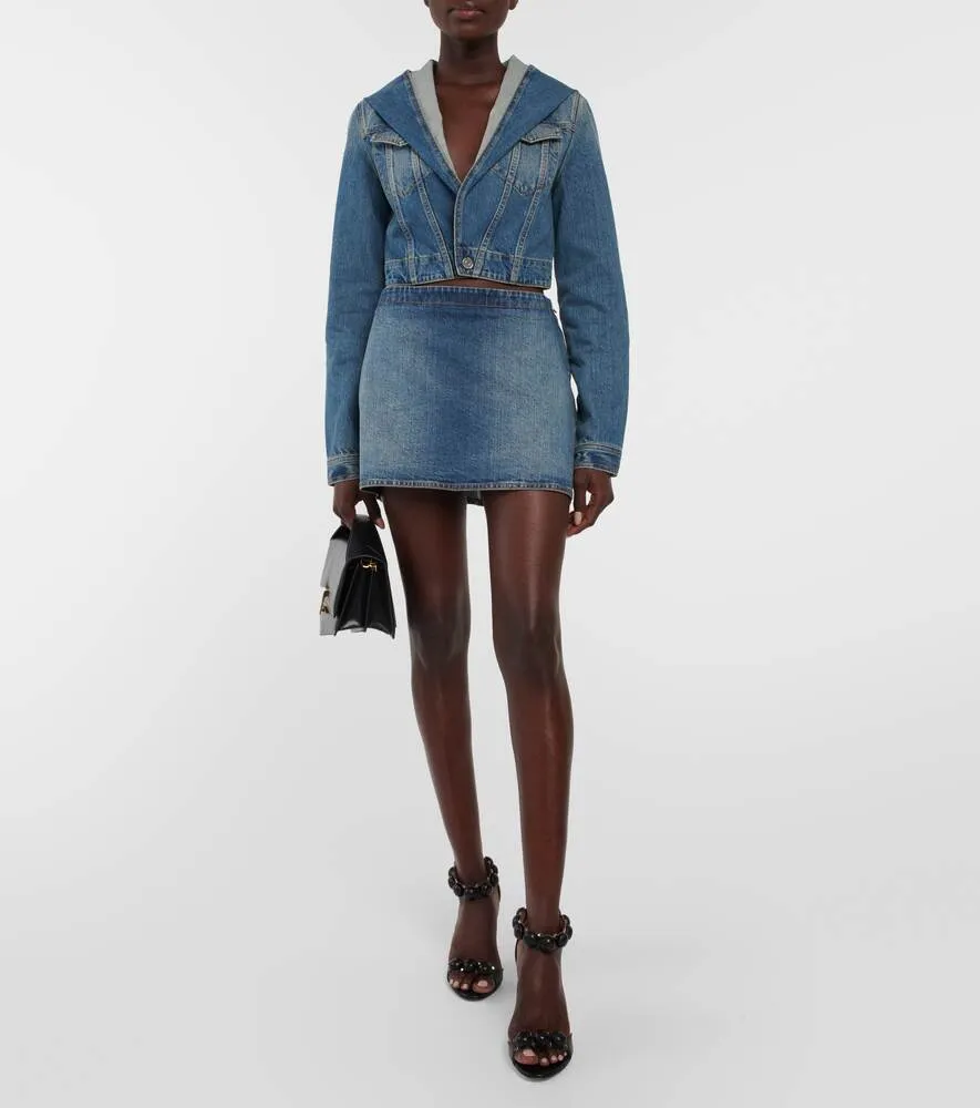 ALAÏA denim miniskirt, blue