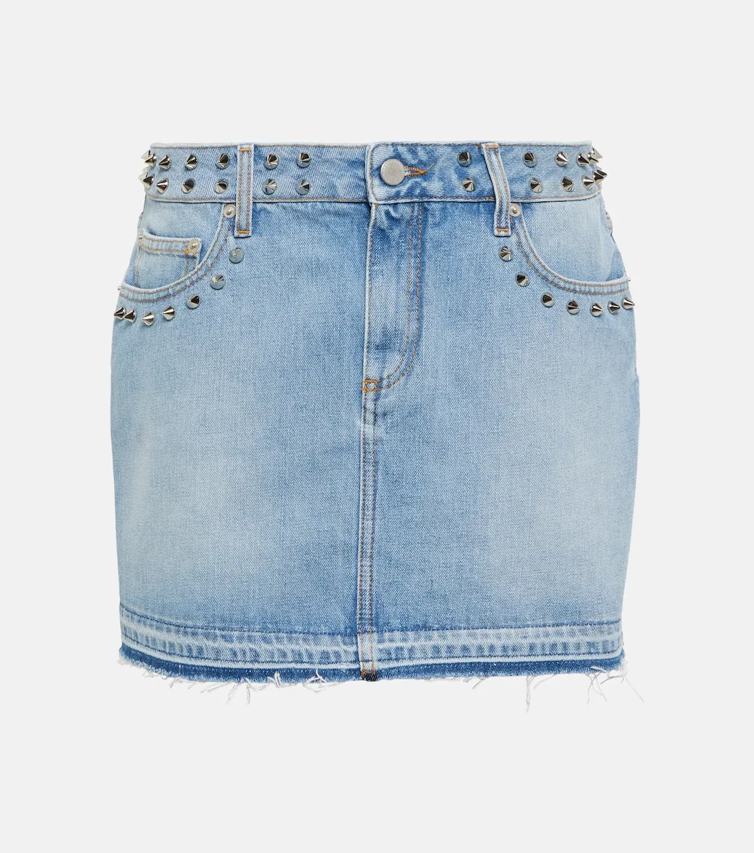 ALESSANDRA RICH embellished denim miniskirt, blue