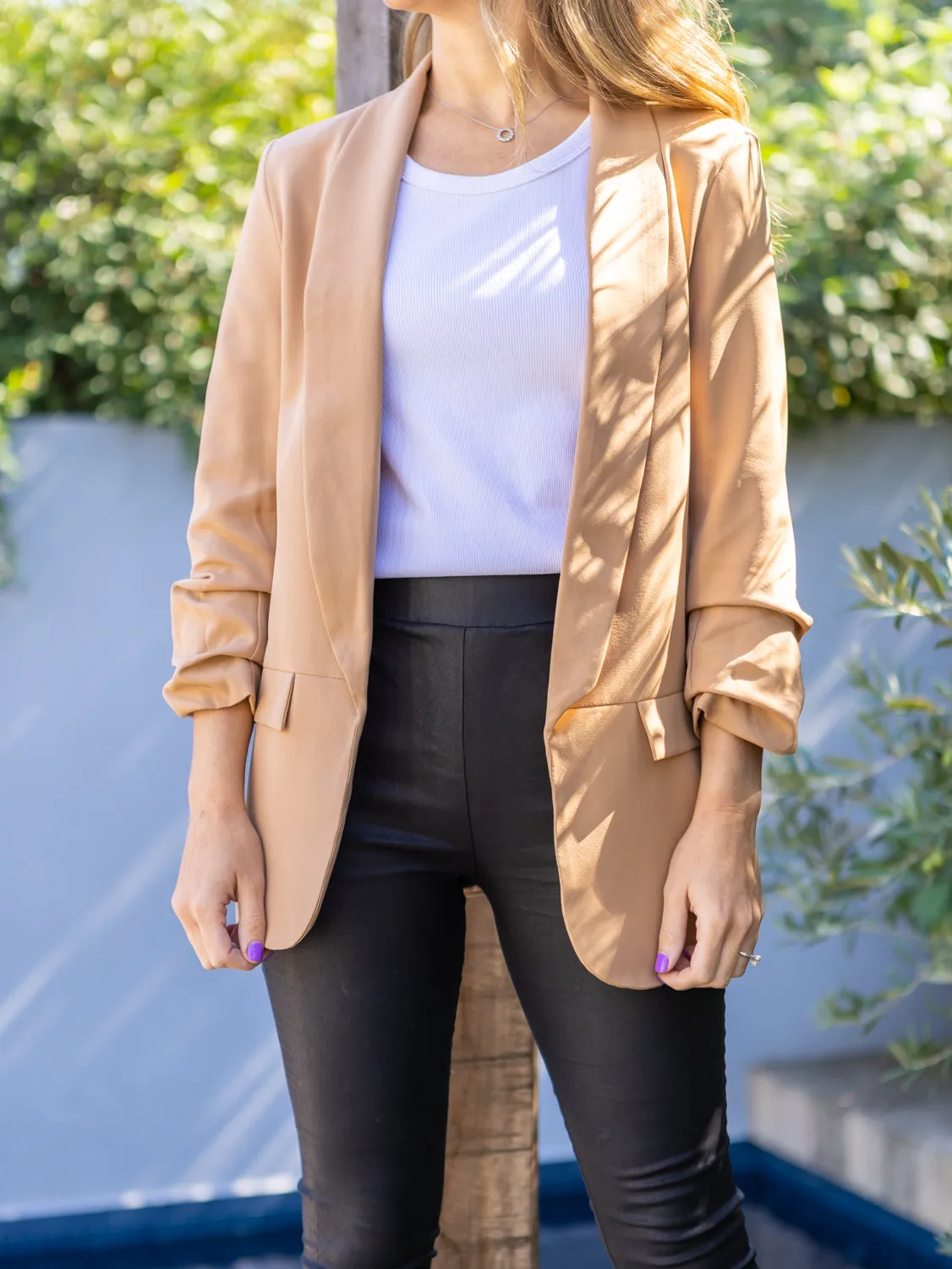 Alice Ruched Blazer - Tan