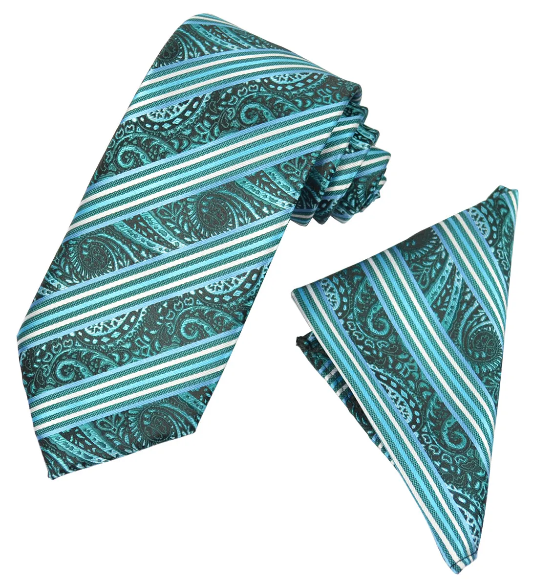 Aqua Blue Striped Men's Necktie