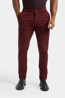 Athletic Fit Cotton Stretch Chino Pants in Deep Burgundy