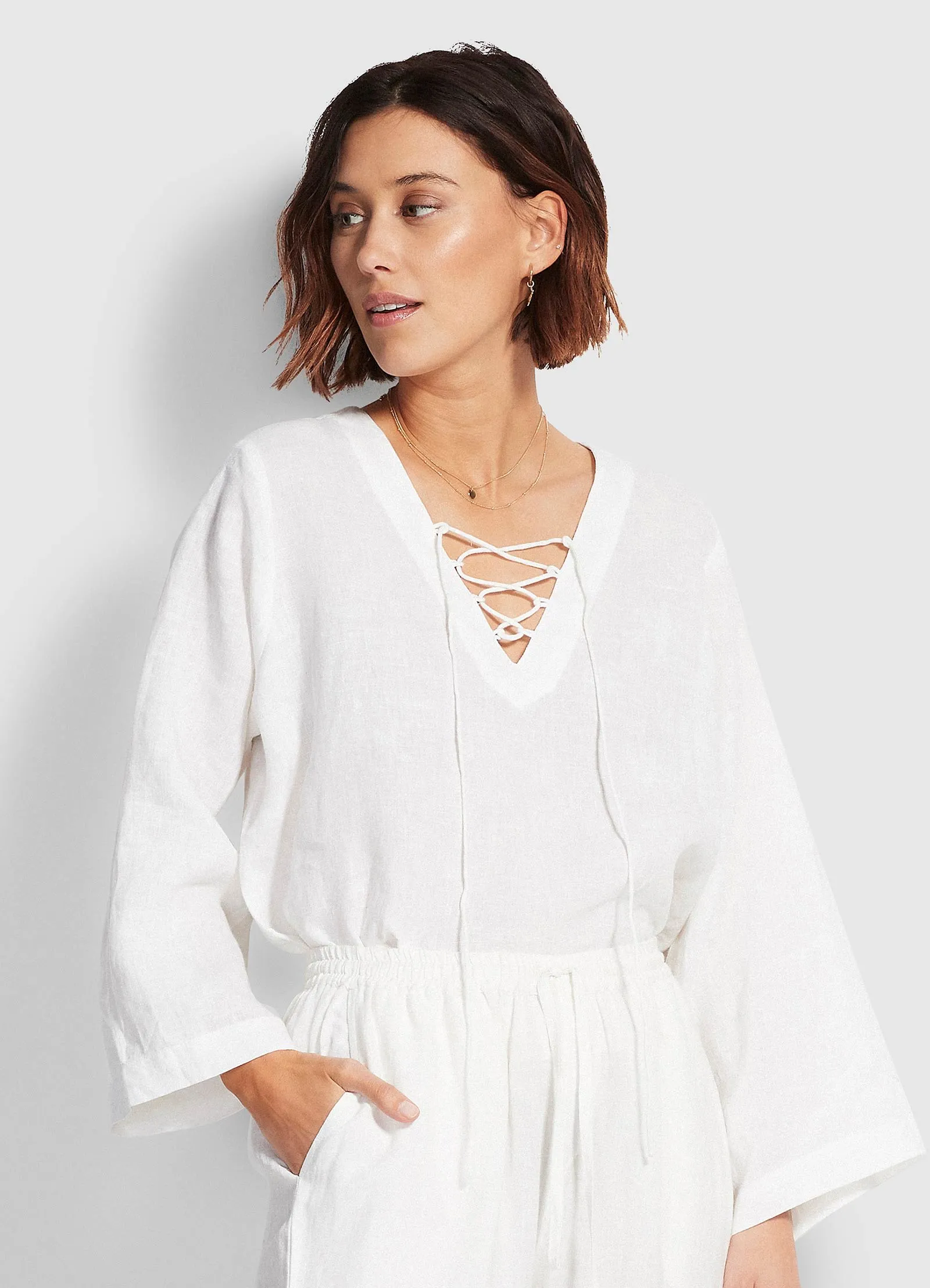 Beach Edit Harbour Linen Top - White