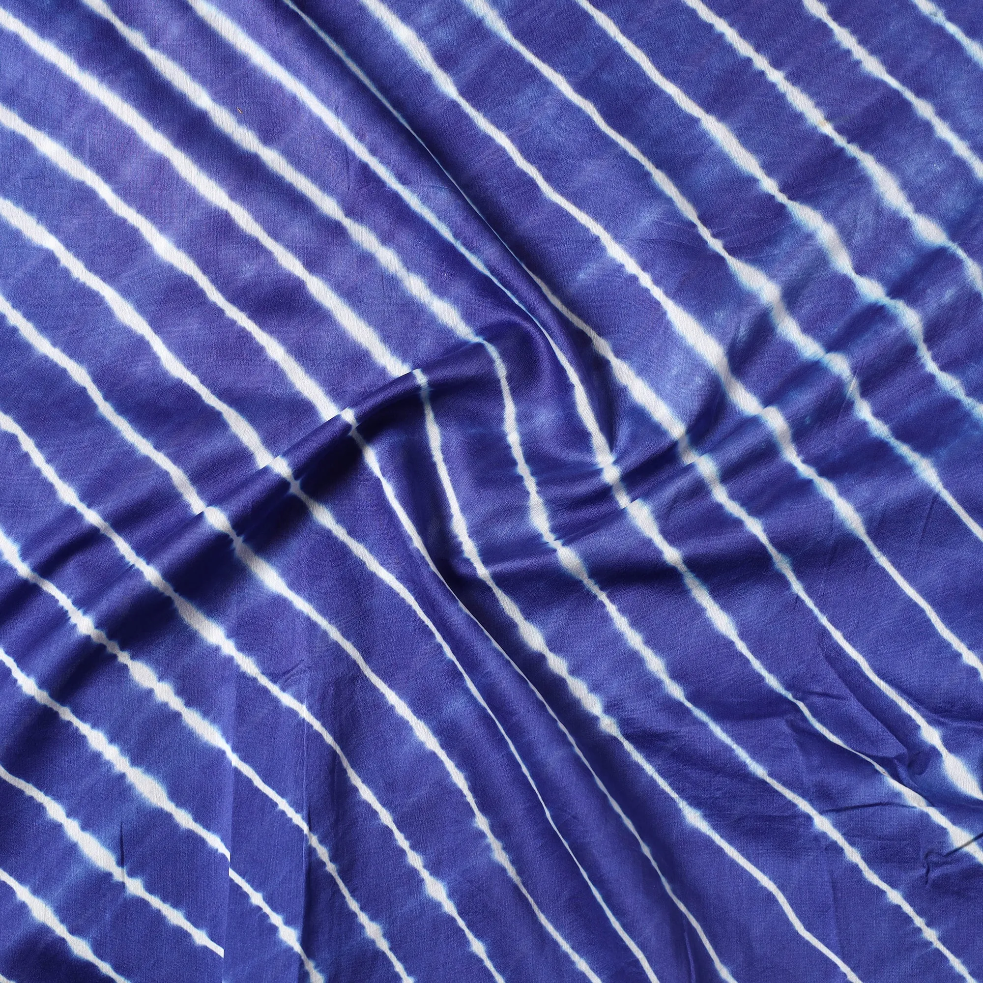 Blue - Leheriya Tie-Dye Chanderi Silk Precut Fabric (2 Meter) 35