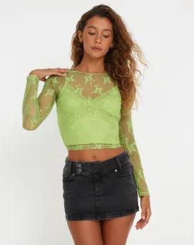 Bonca Long Sleeve Top in Lace Lime