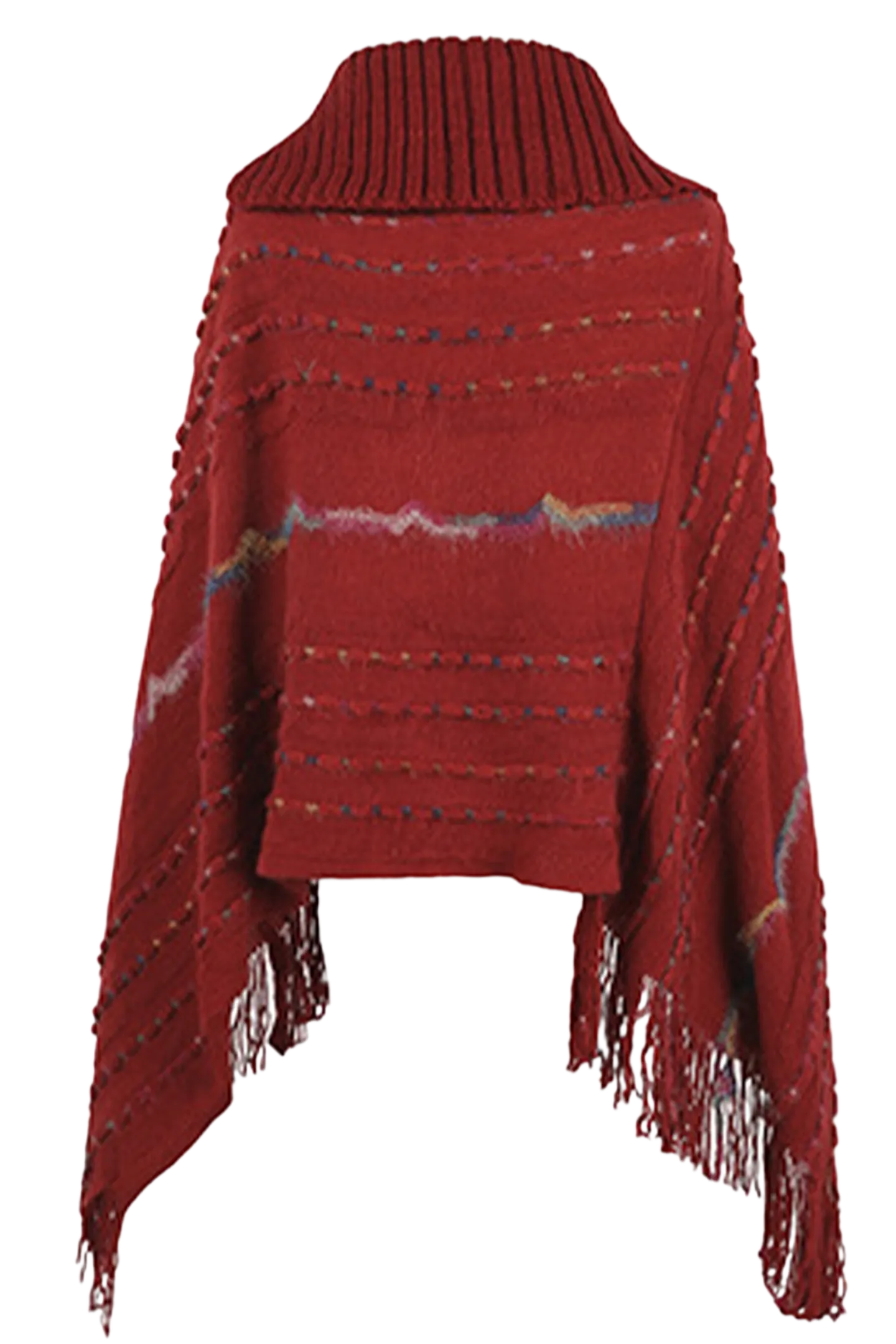 Cloak Sleeve Fringe Detail Poncho