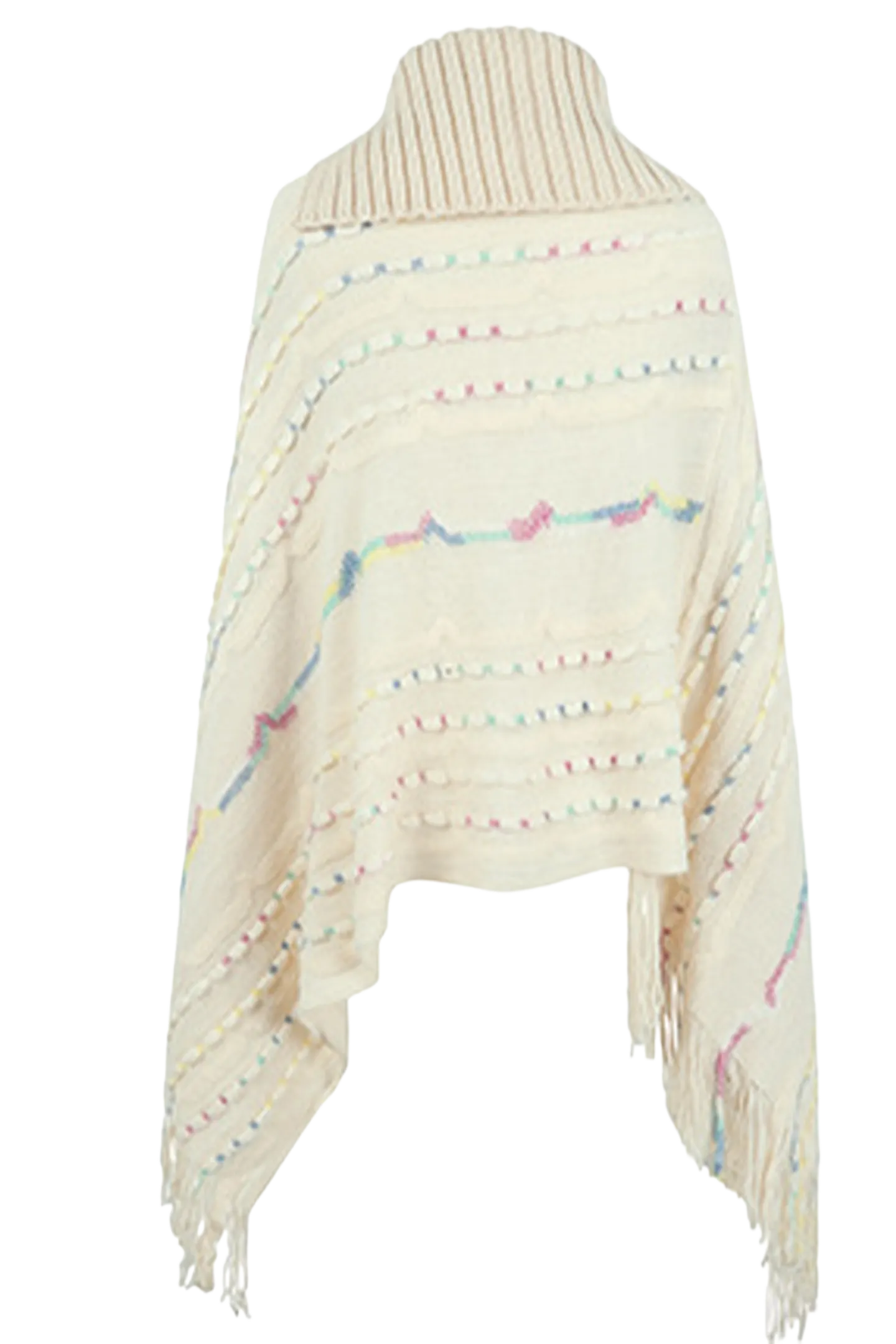 Cloak Sleeve Fringe Detail Poncho