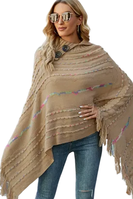 Cloak Sleeve Fringe Detail Poncho