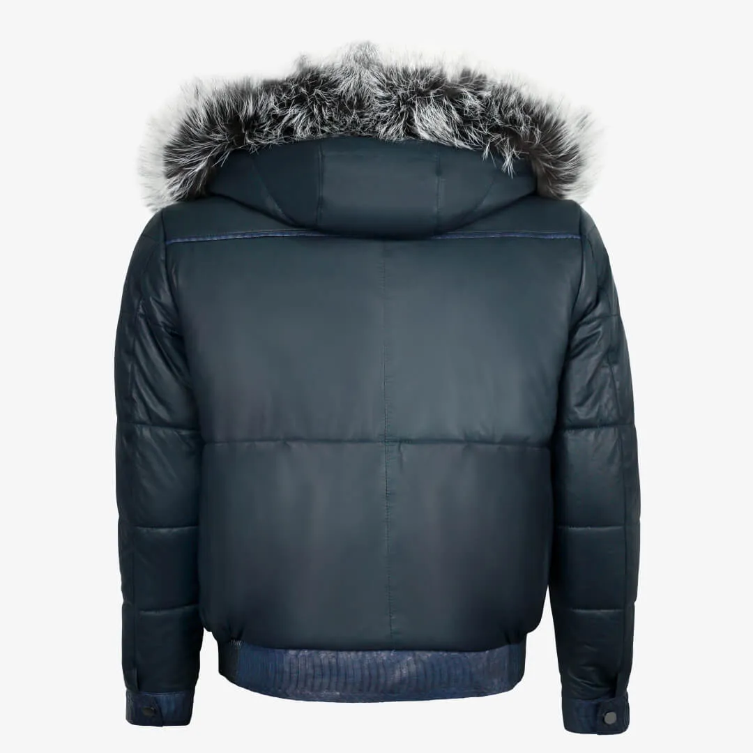 Cobra Leather & Napa Leather Puffer Coat