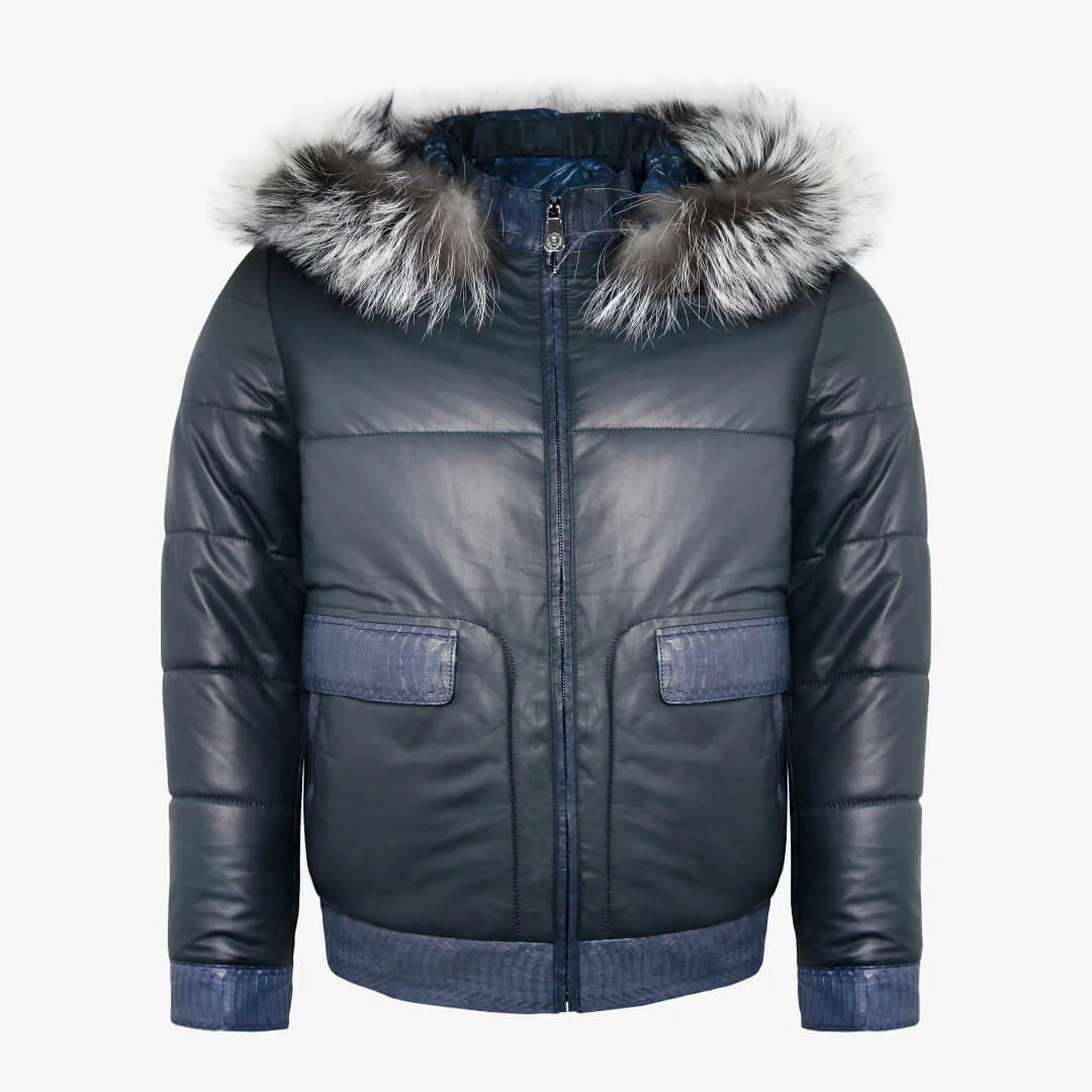 Cobra Leather & Napa Leather Puffer Coat