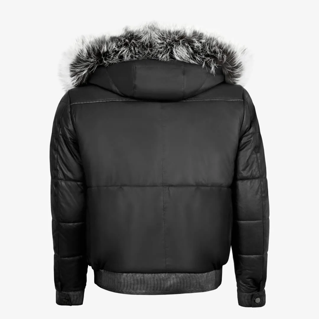 Cobra Leather & Napa Leather Puffer Coat