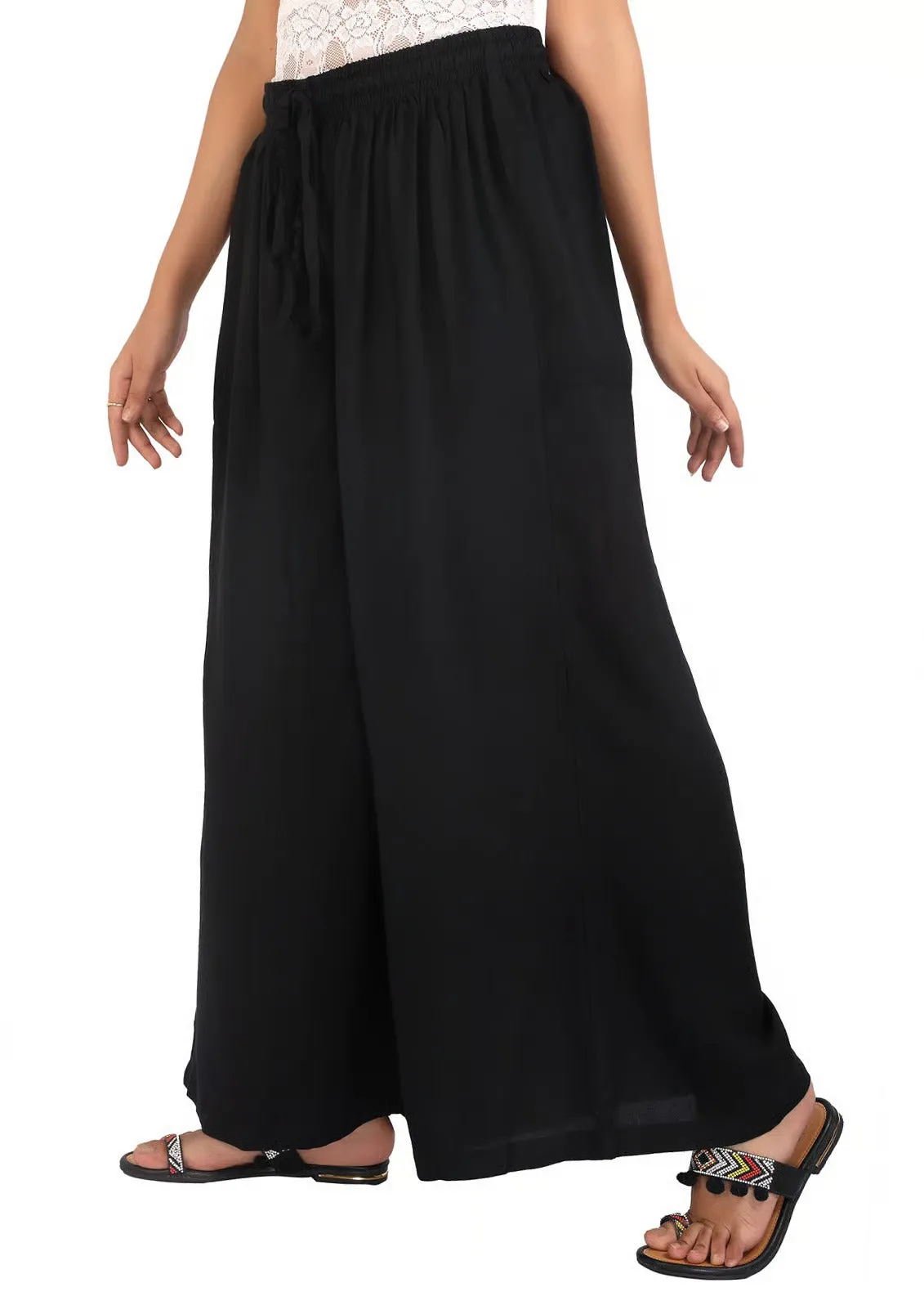 Dazzling Plain Black Colored Palazzo Pant For Women