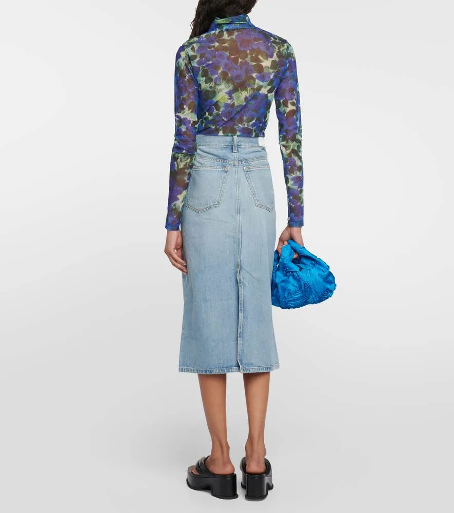 Denim midi skirt Low Rider RE/DONE, blue