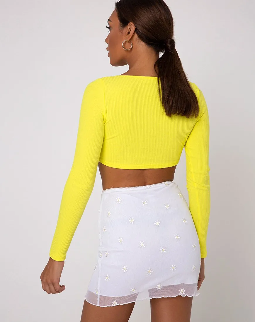 Drea Crop Top in Rib Sunny Yellow