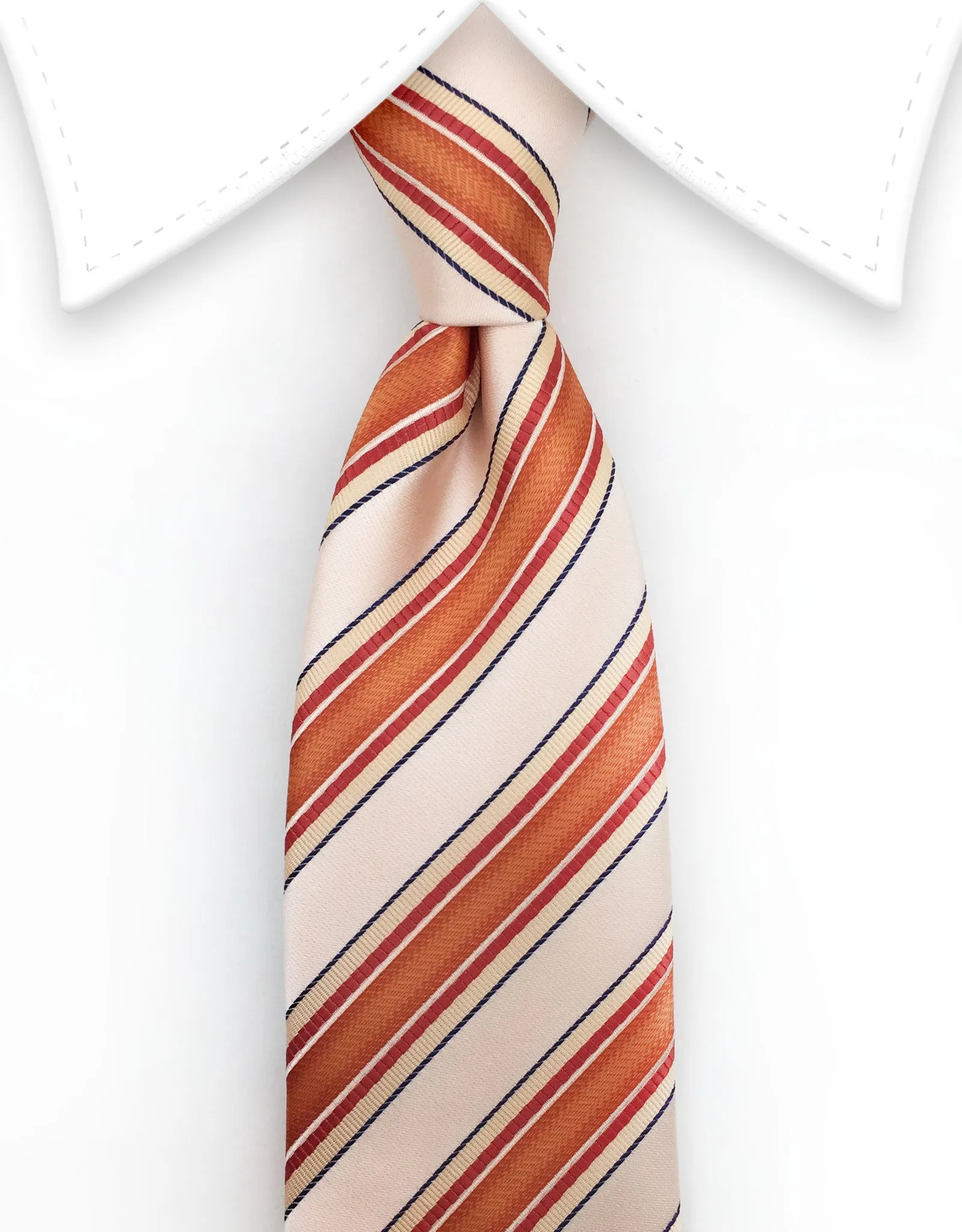 Extra Long Peach & Orange Coral Striped Tie - 3XL