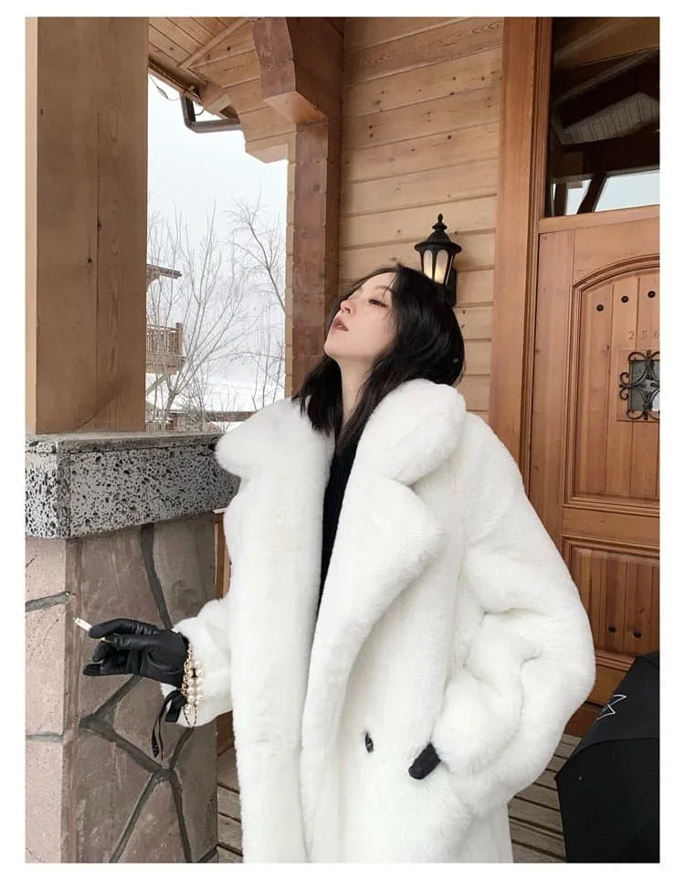 Fluffy Faux Rabbit Fur Coat