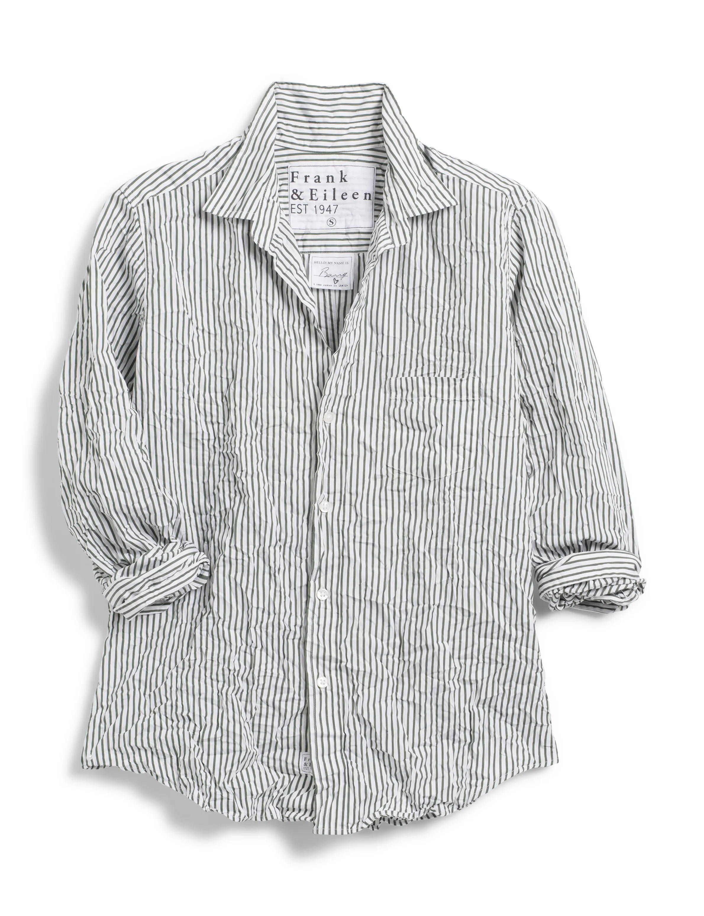 Frank & Eileen - Barry Woven Button Up in Green Stripe