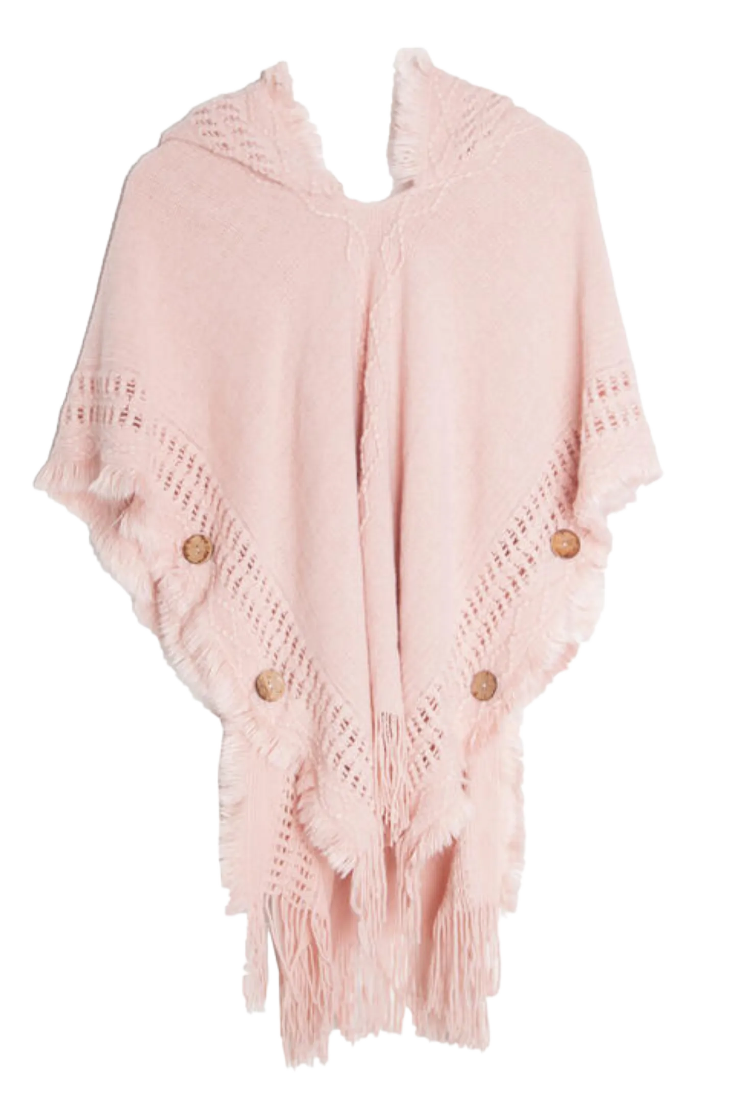 Fringe Hem Hooded Poncho