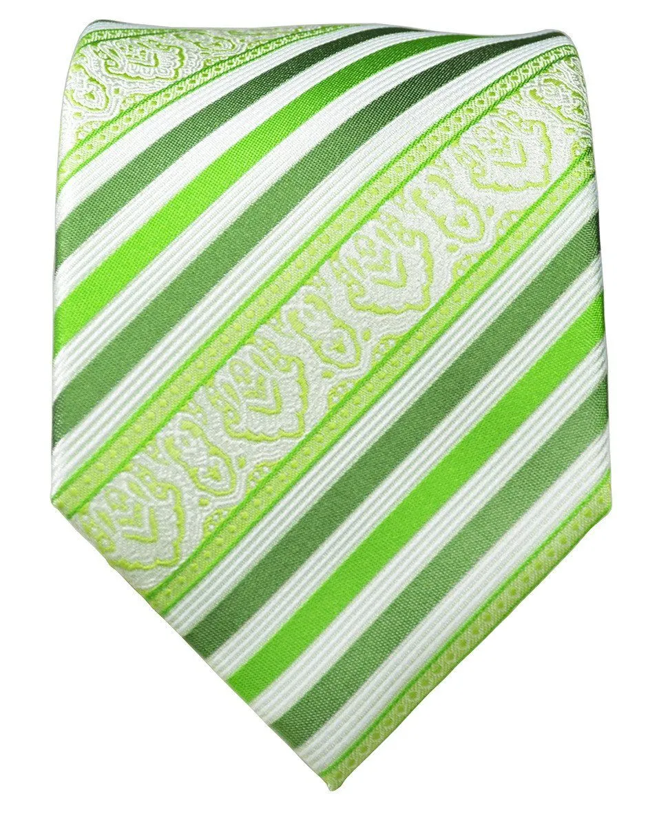 Green Striped Silk Tie and Pocket Square