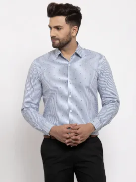 Grey Men'S Cotton Striped Formal Shirt'S