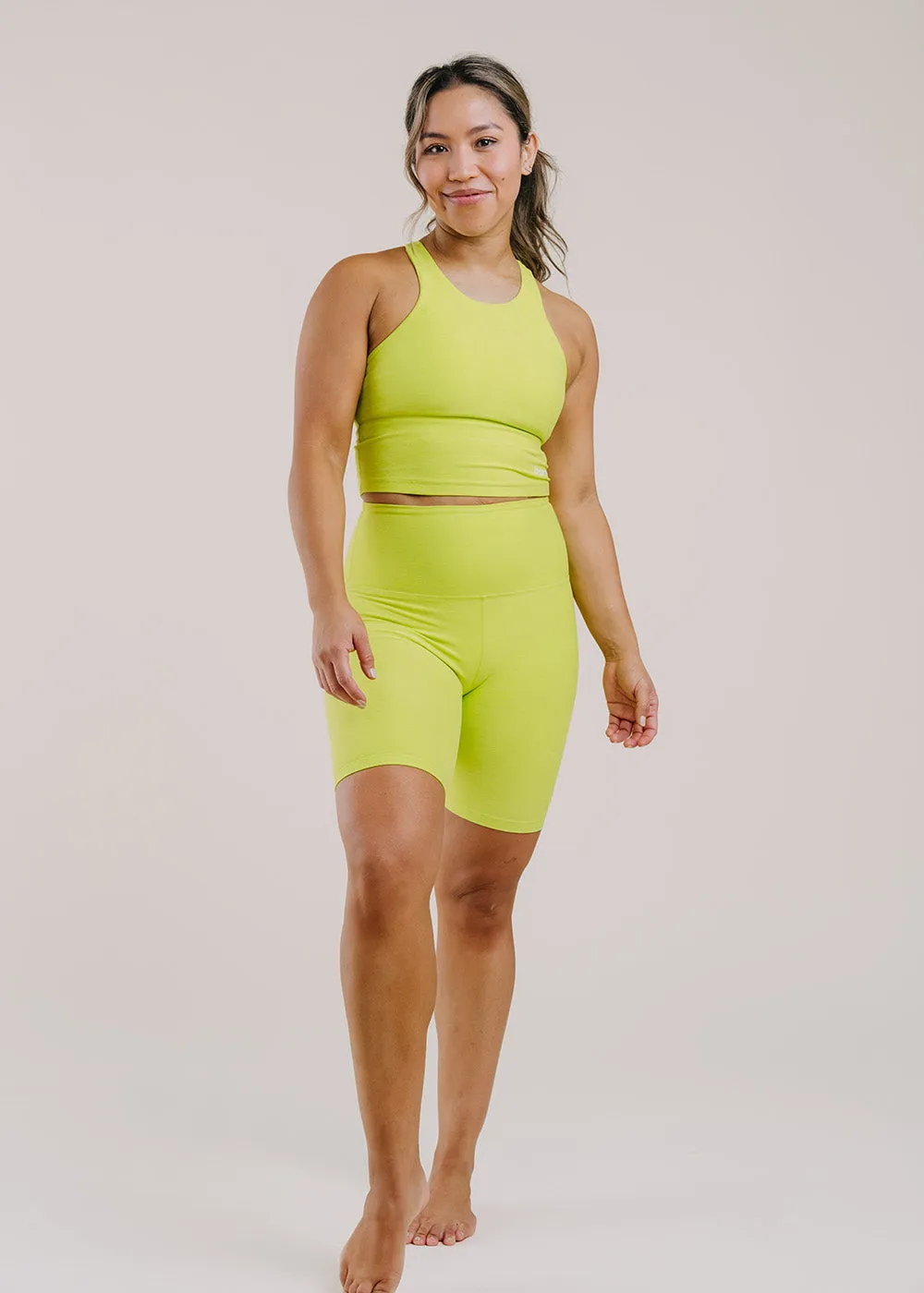 High Waisted Biker Short - Summer Lime Heather