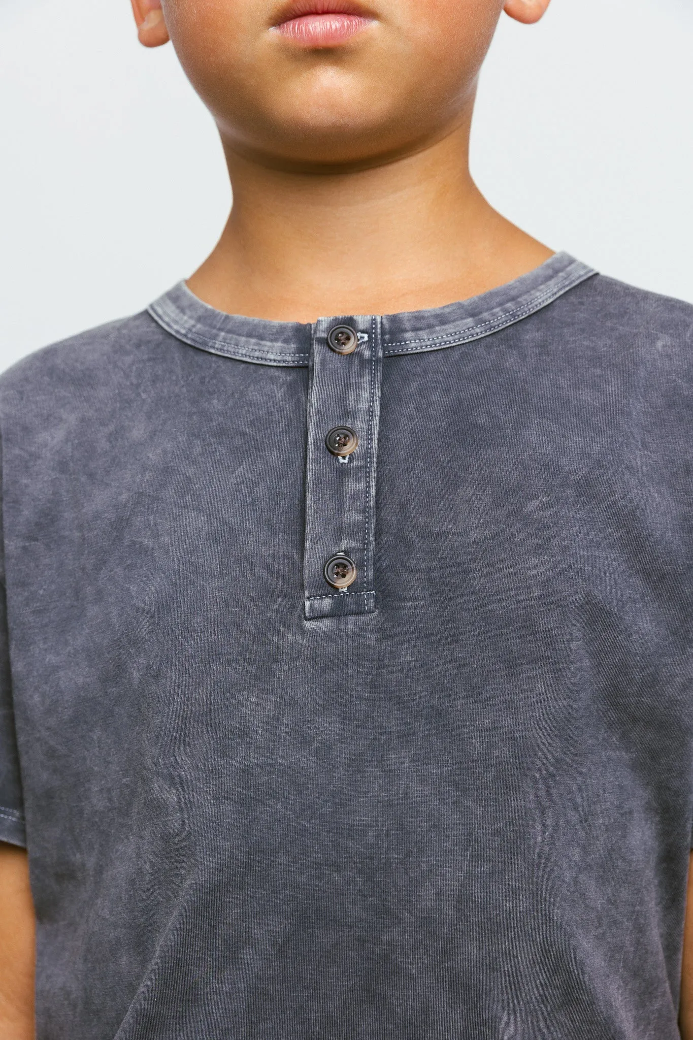 Jersey Henley Tee - Grey Wash