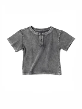 Jersey Henley Tee - Grey Wash