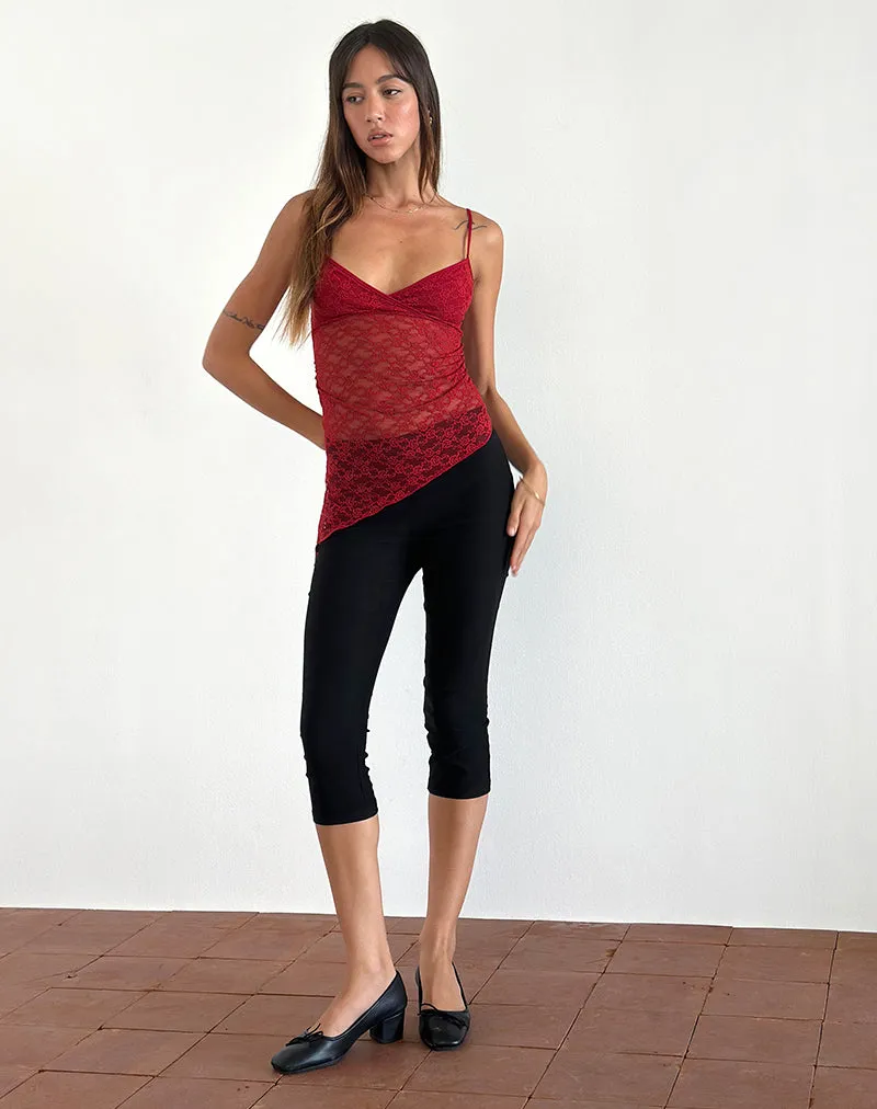 Kacha Asymmetric Cami Top in Red Mari Lace