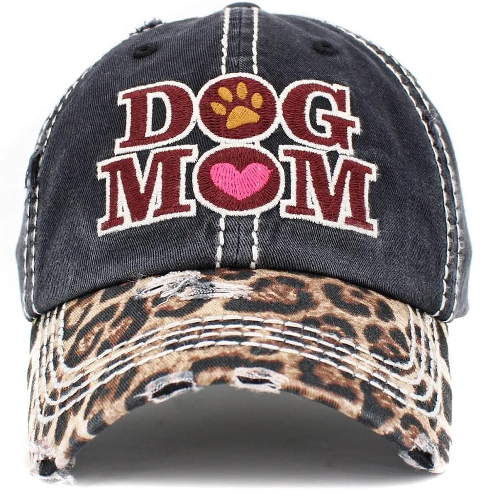 KBV1391 "Dog Mom" Vintage Washed Baseball Cap