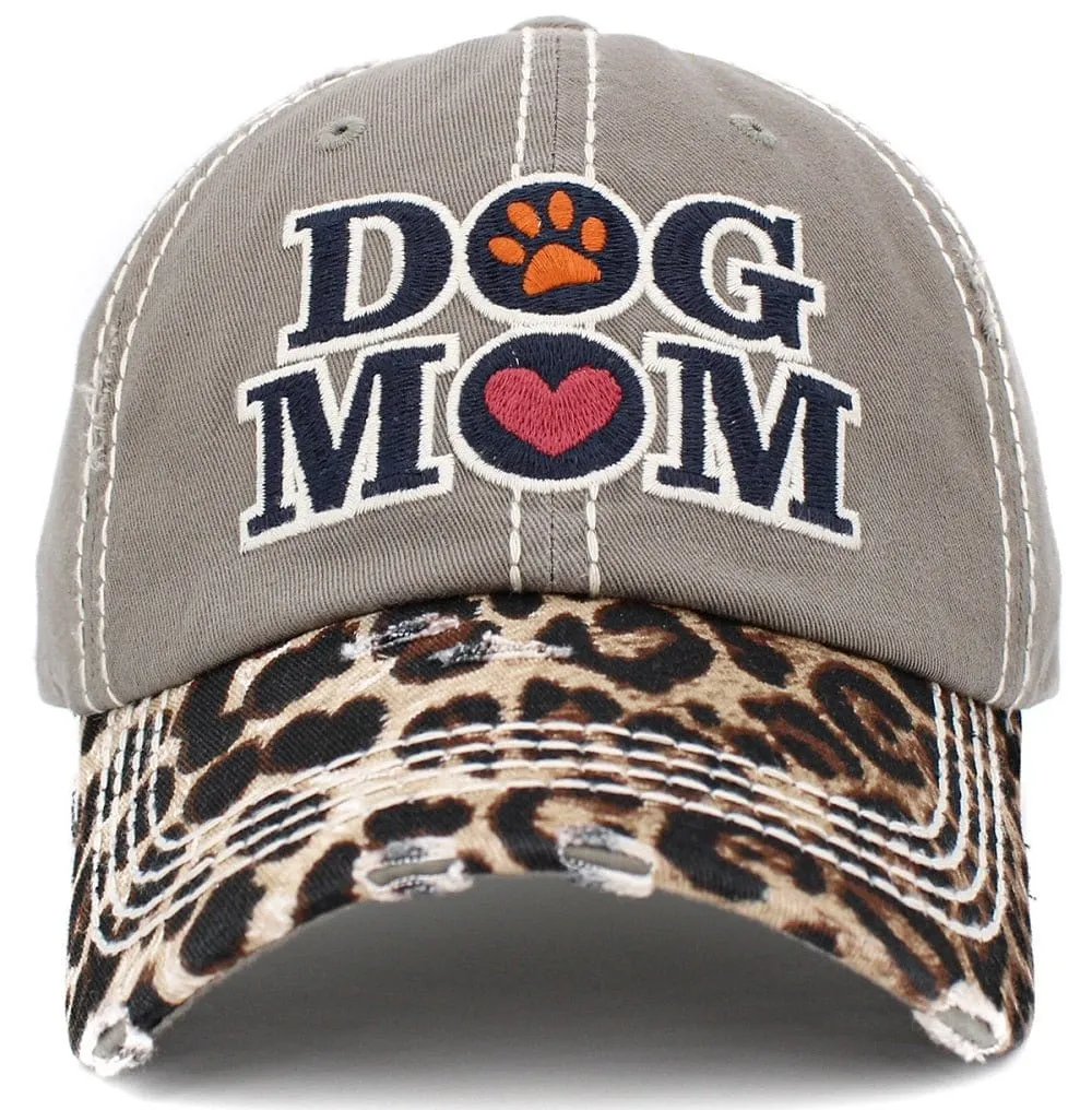 KBV1391 "Dog Mom" Vintage Washed Baseball Cap