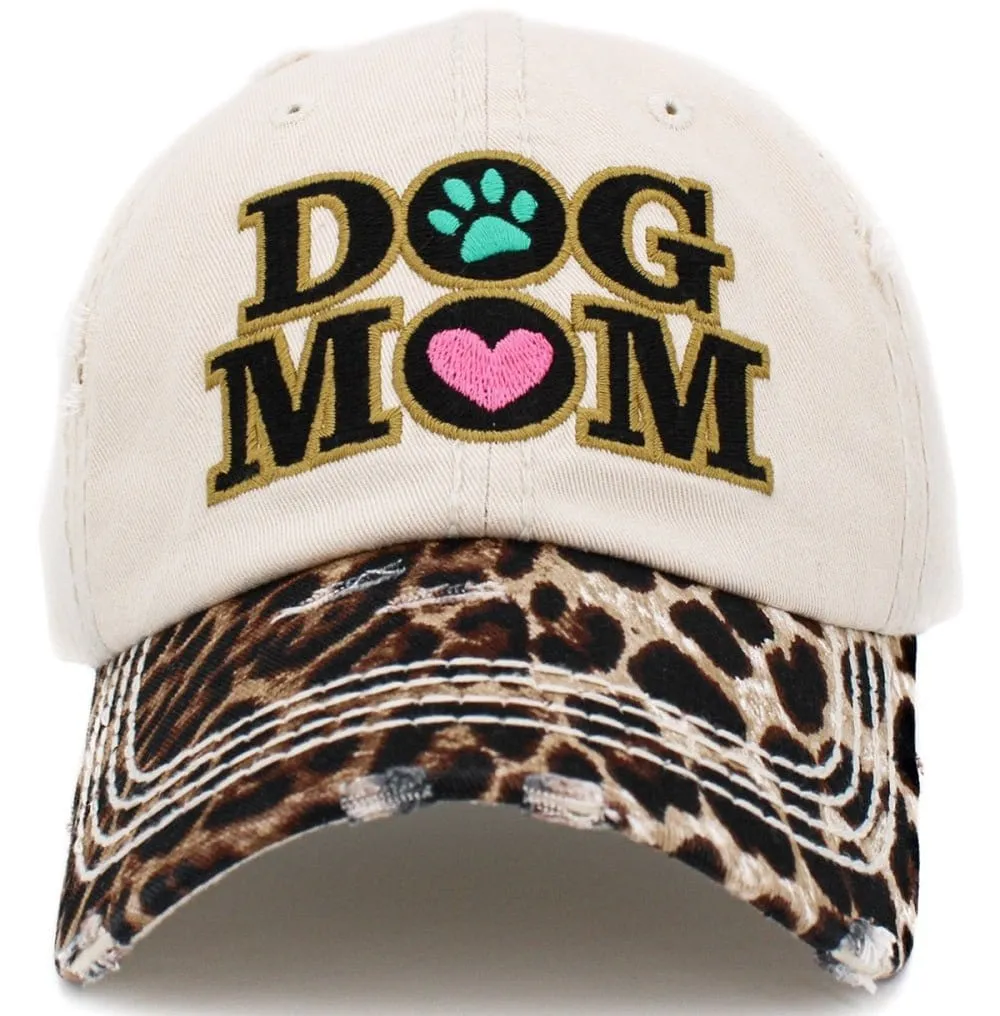 KBV1391 "Dog Mom" Vintage Washed Baseball Cap