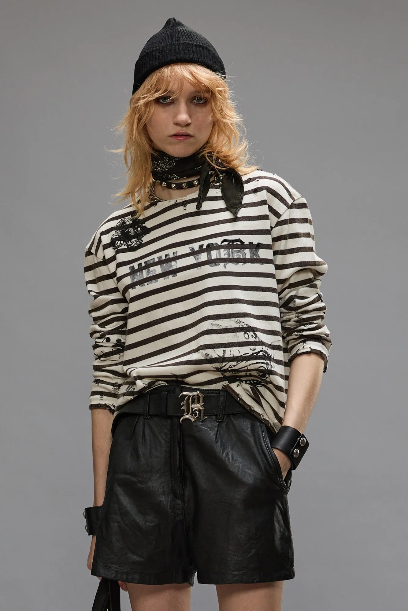 LONG SLEEVE BRETON TEE - BLACK AND WHITE STRIPE