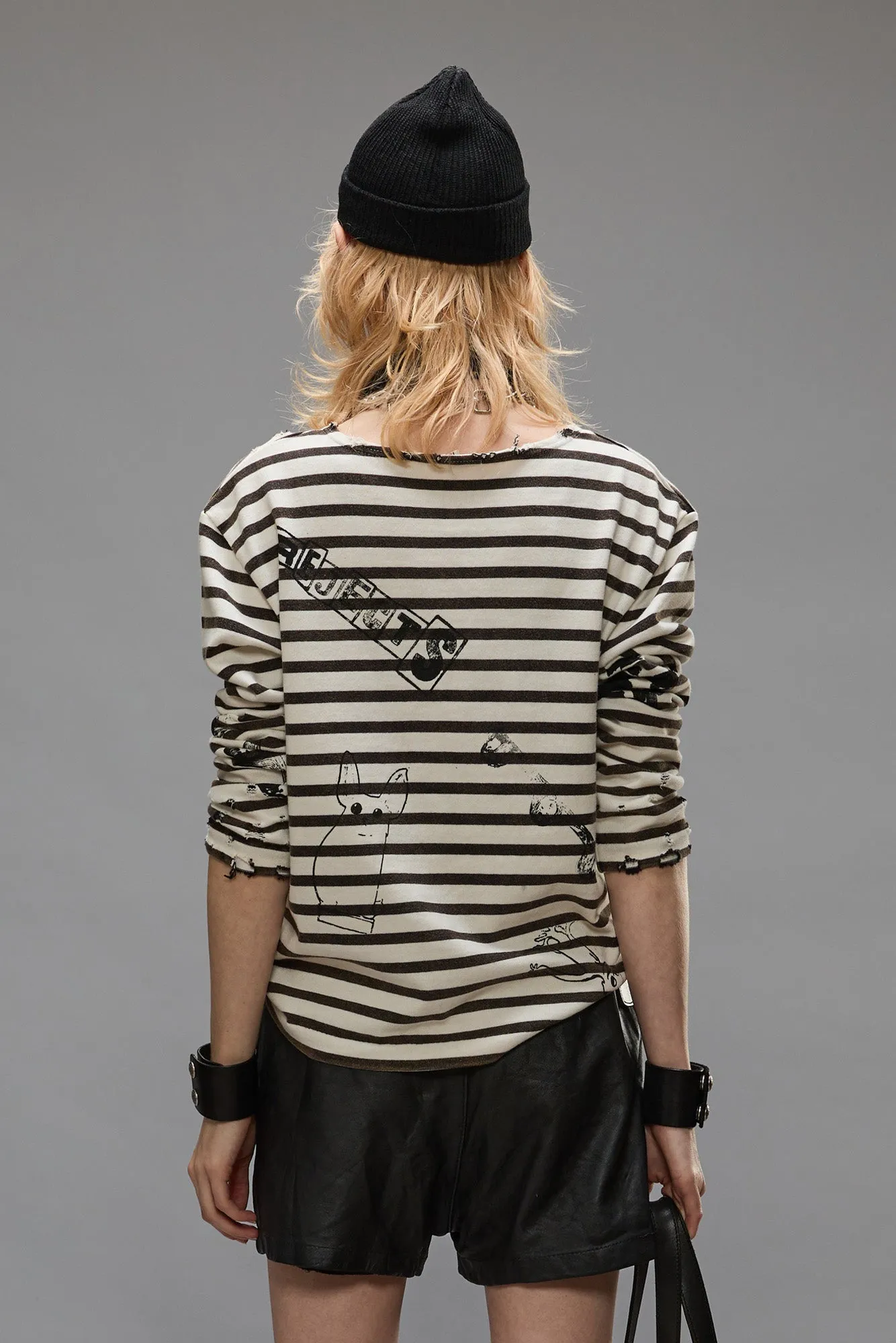 LONG SLEEVE BRETON TEE - BLACK AND WHITE STRIPE