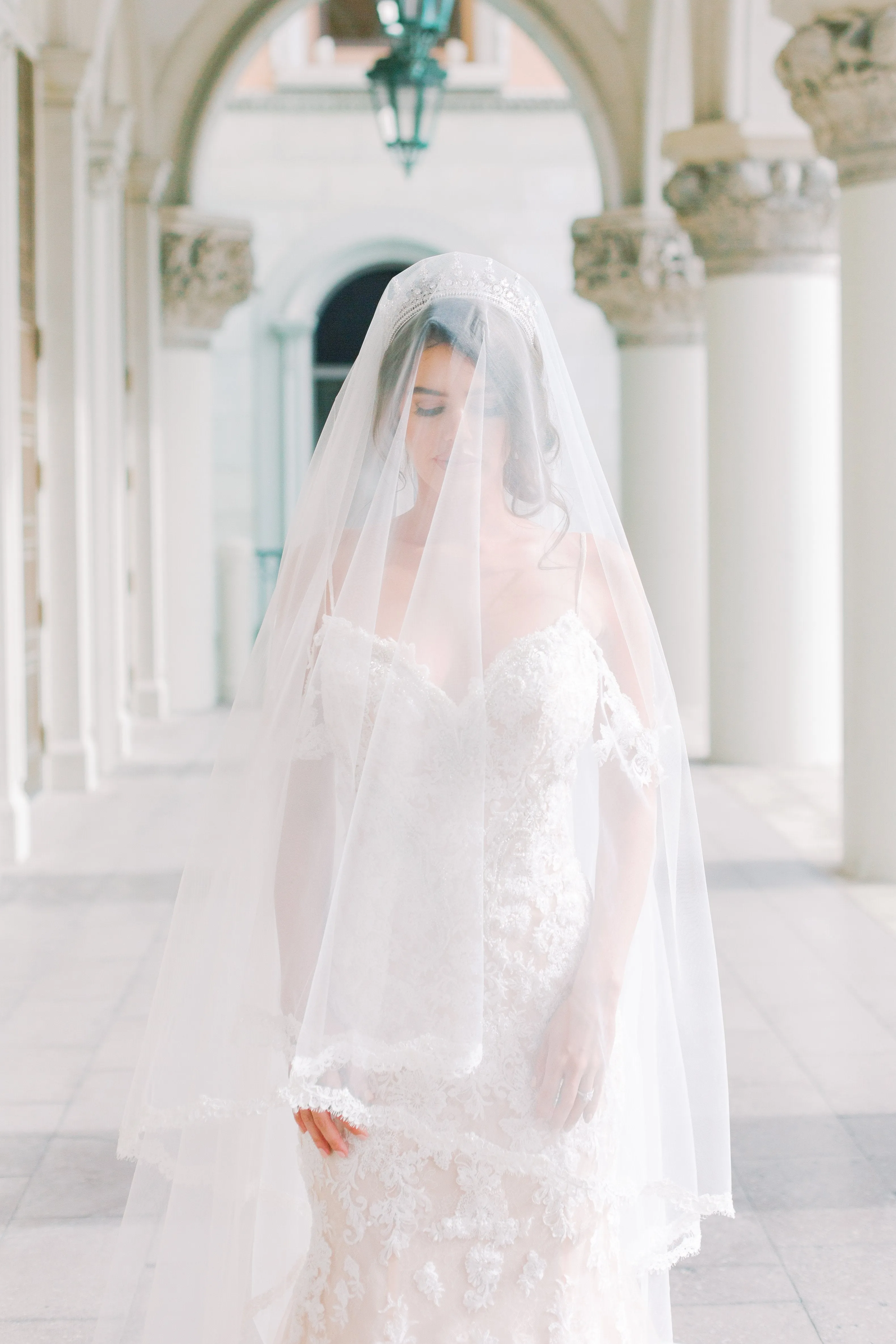 LUCINDA Lace Drop Cathedral Bridal Veil