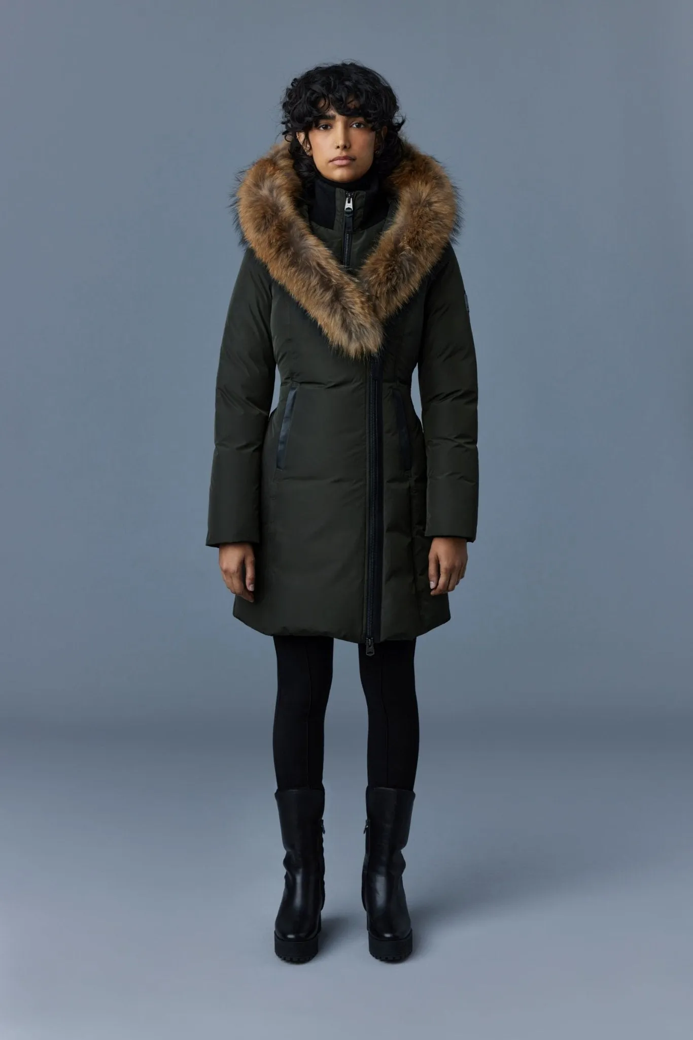 MACKAGE KAY-F - Down Coat With Natural Fur Signature Mackage Collar