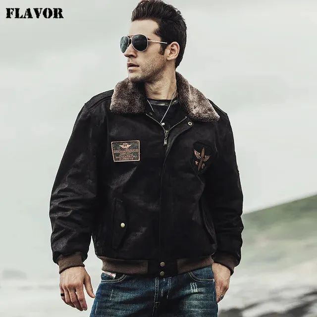 Men's Pilot Genuine Leather Bomber Jacket