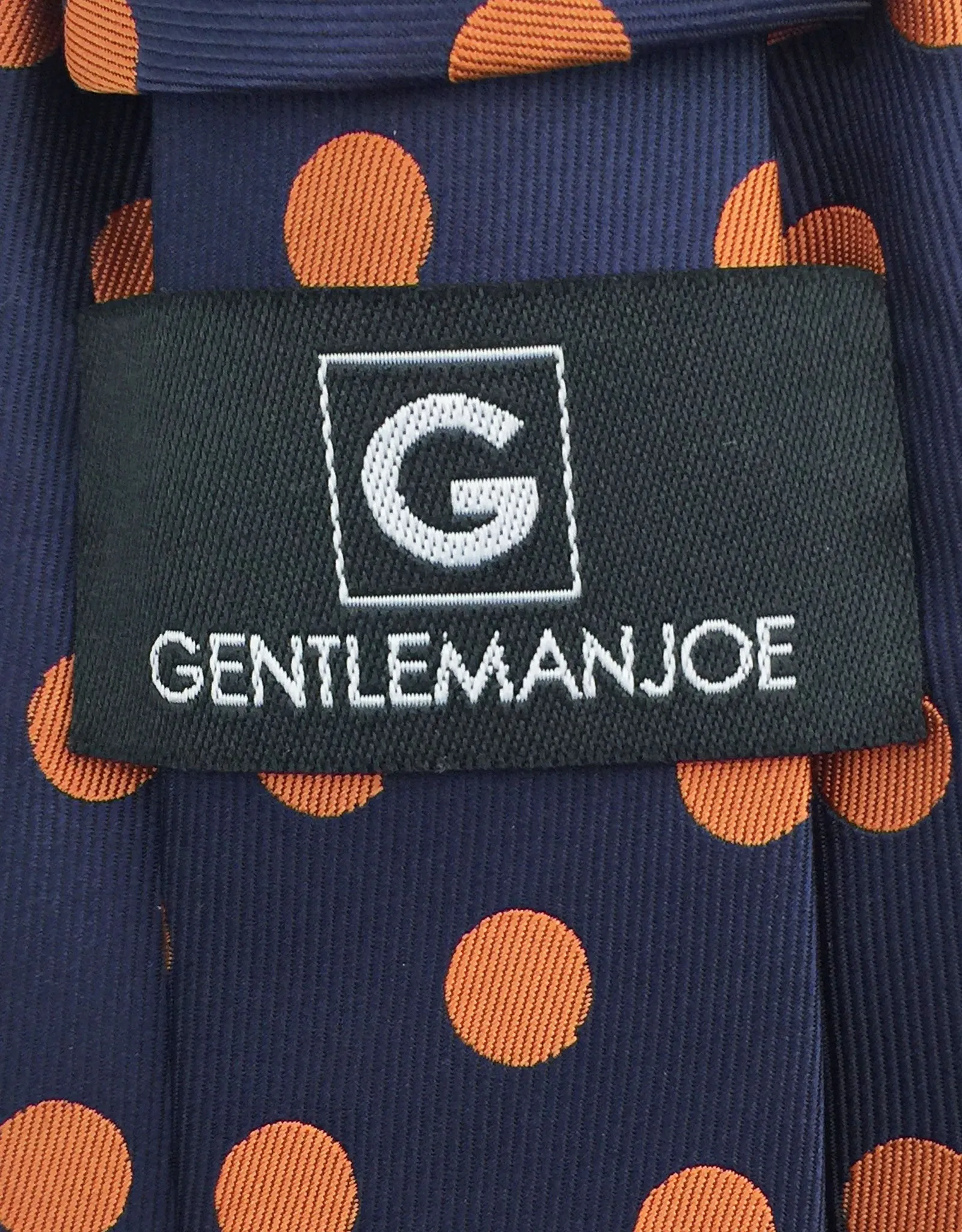 Navy Blue & Orange Polka Dot Necktie