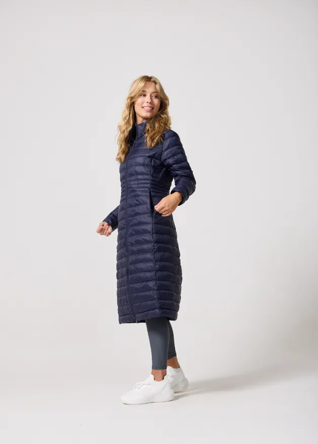 Navy Maxi Duck Down Puffer Coat