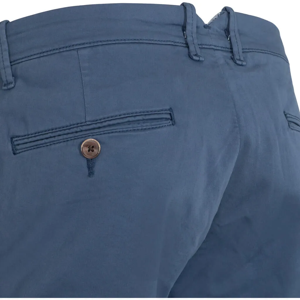 Pio Cotton Stretch Chino - MBL Mid Blue