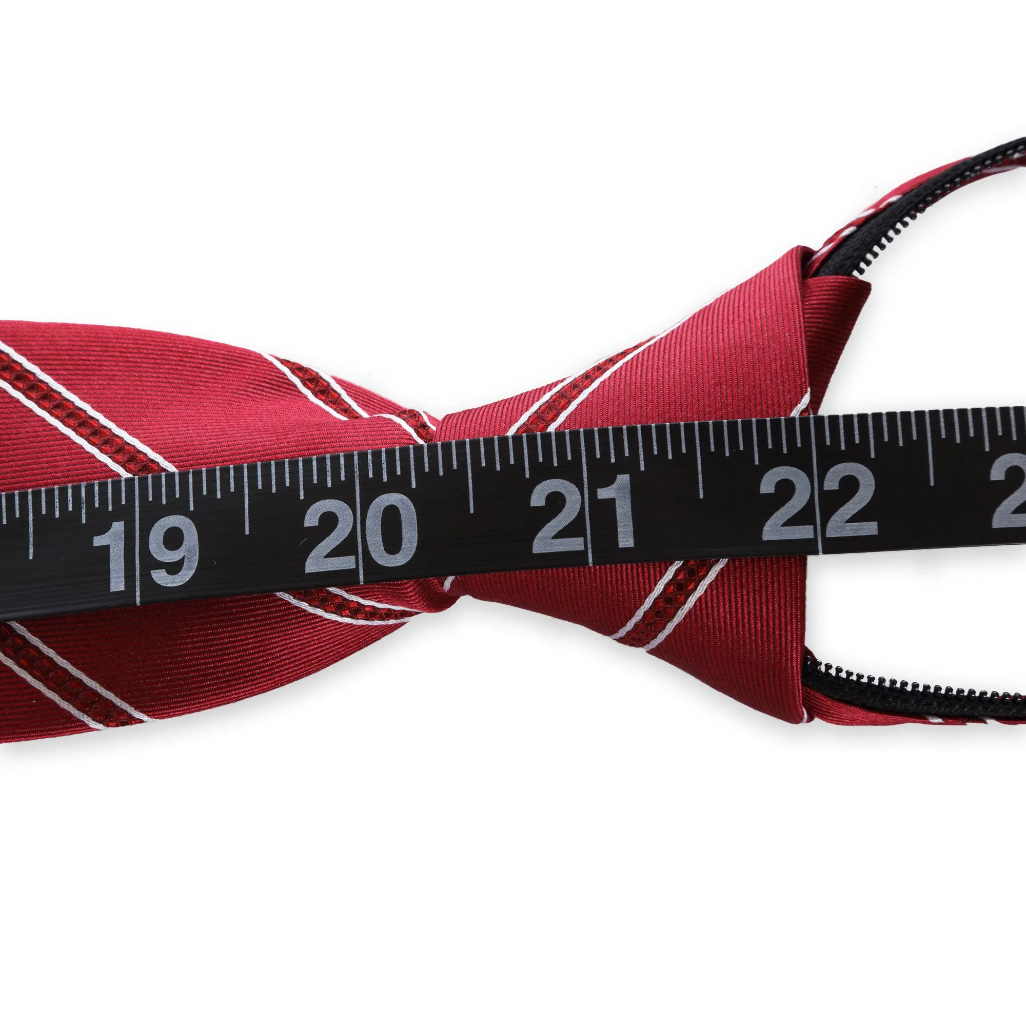 Power Play - Long Red Zipper Tie with Red and White Stripes