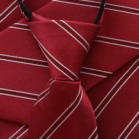 Power Play - Long Red Zipper Tie with Red and White Stripes