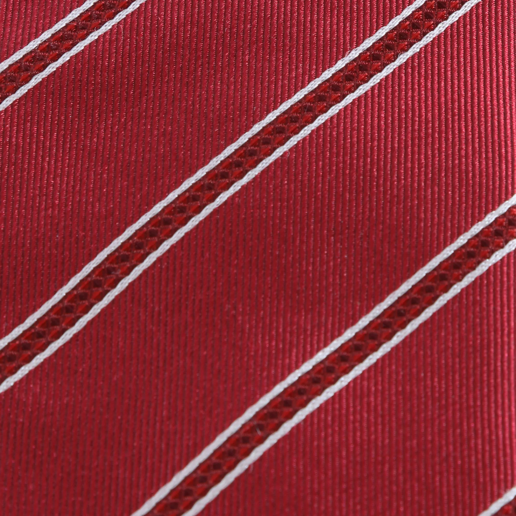 Power Play - Long Red Zipper Tie with Red and White Stripes