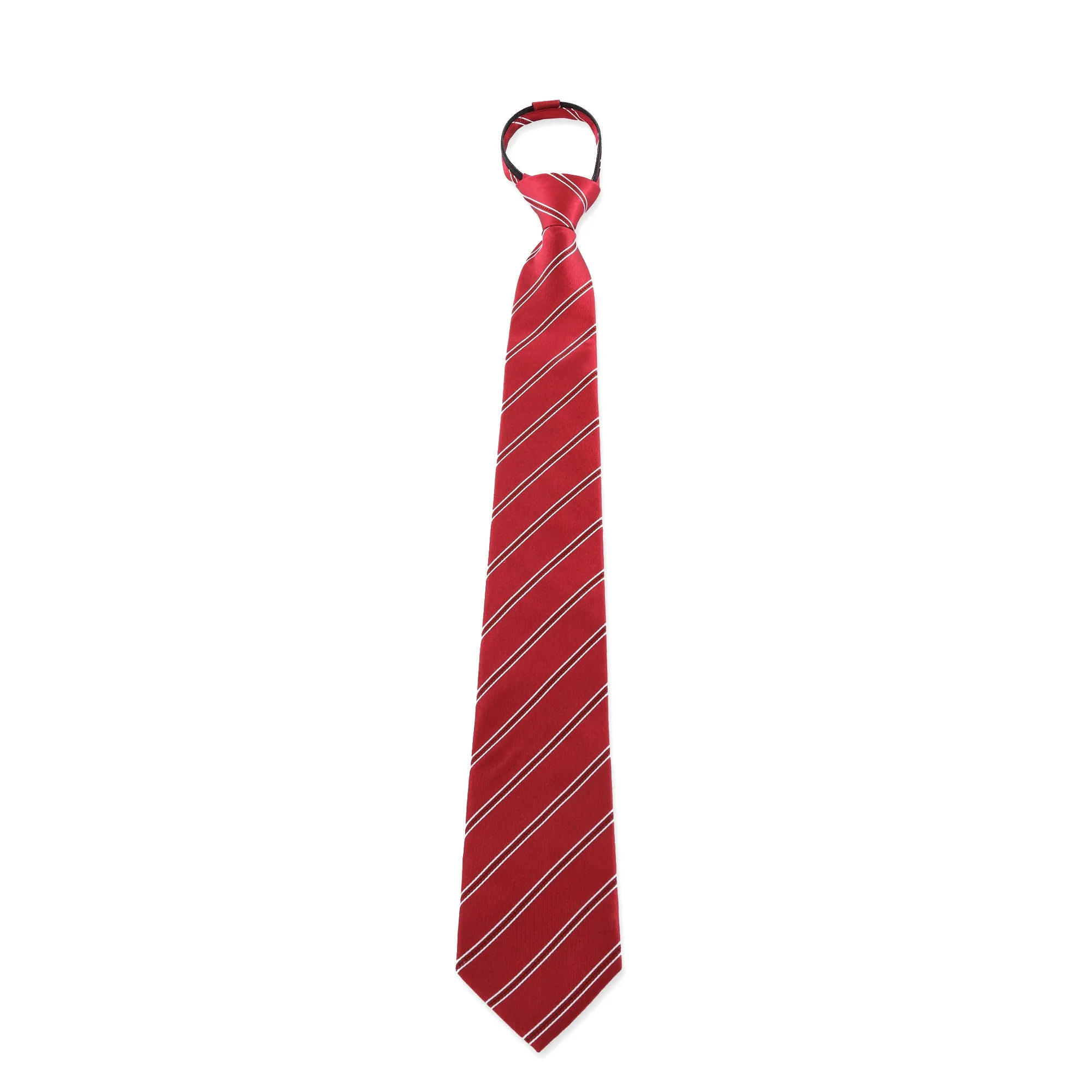 Power Play - Long Red Zipper Tie with Red and White Stripes