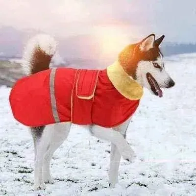 "Regal Red Waterproof Fur Coat for Majestic Large Dogs"