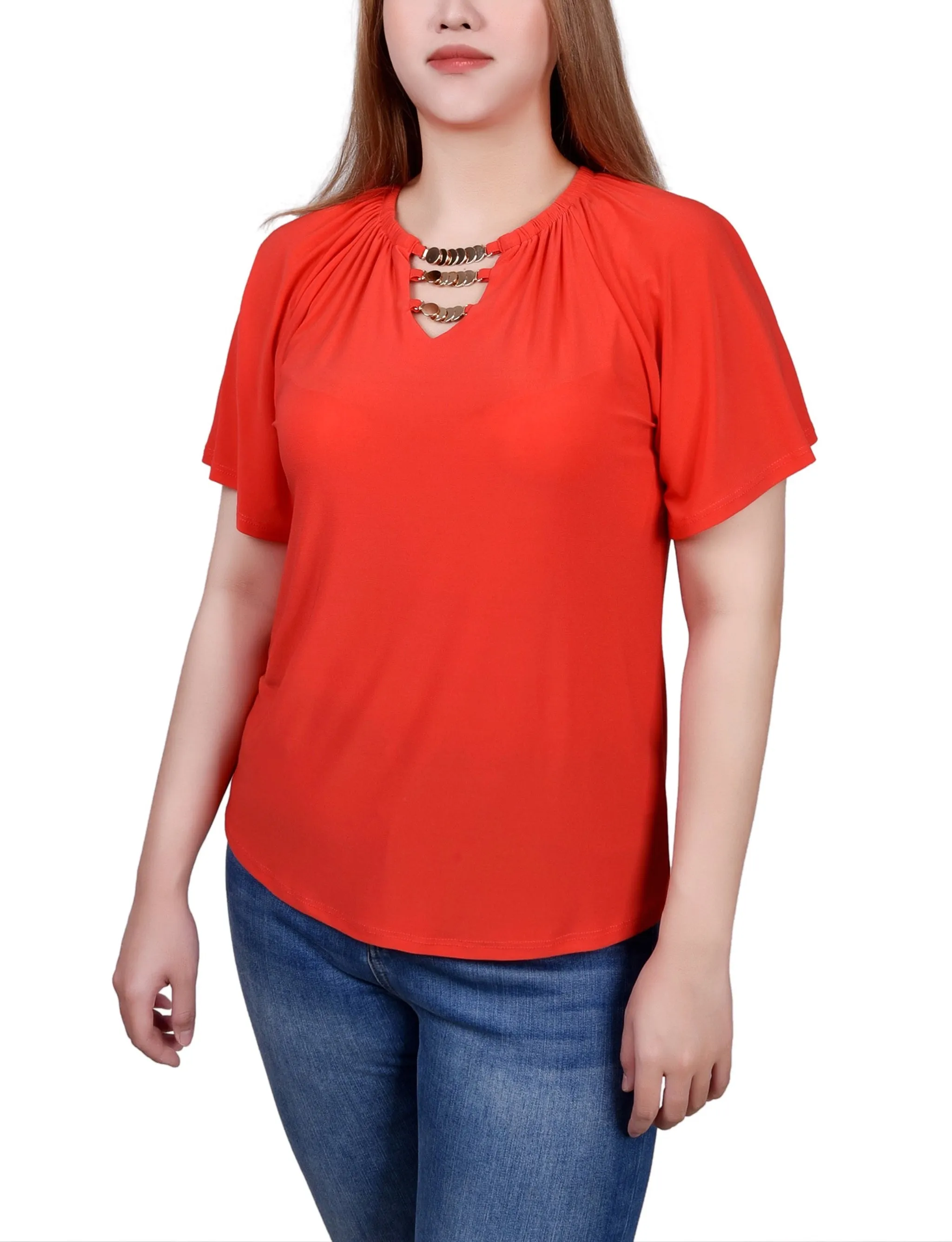 Raglan Sleeve Top With Chain Details