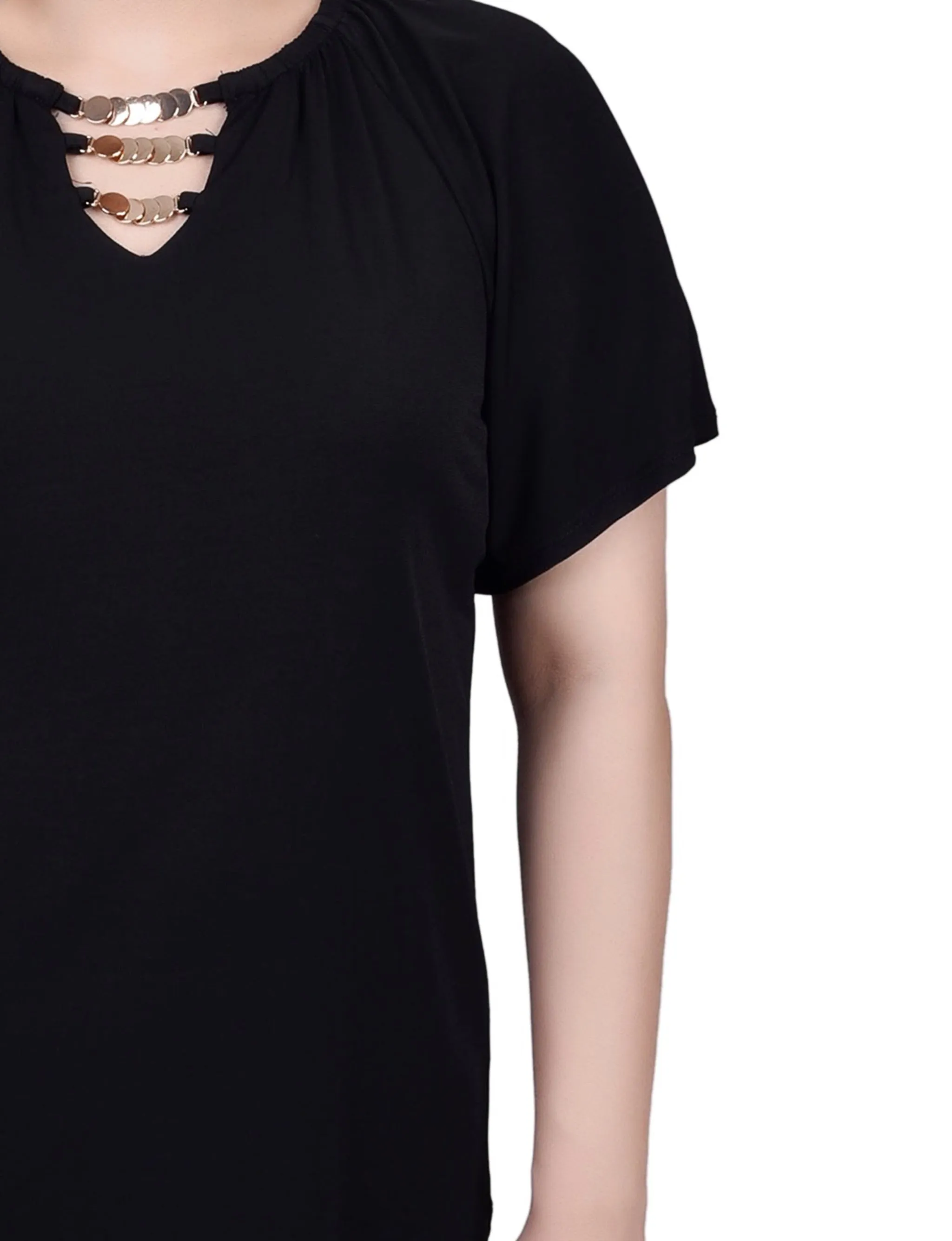 Raglan Sleeve Top With Chain Details