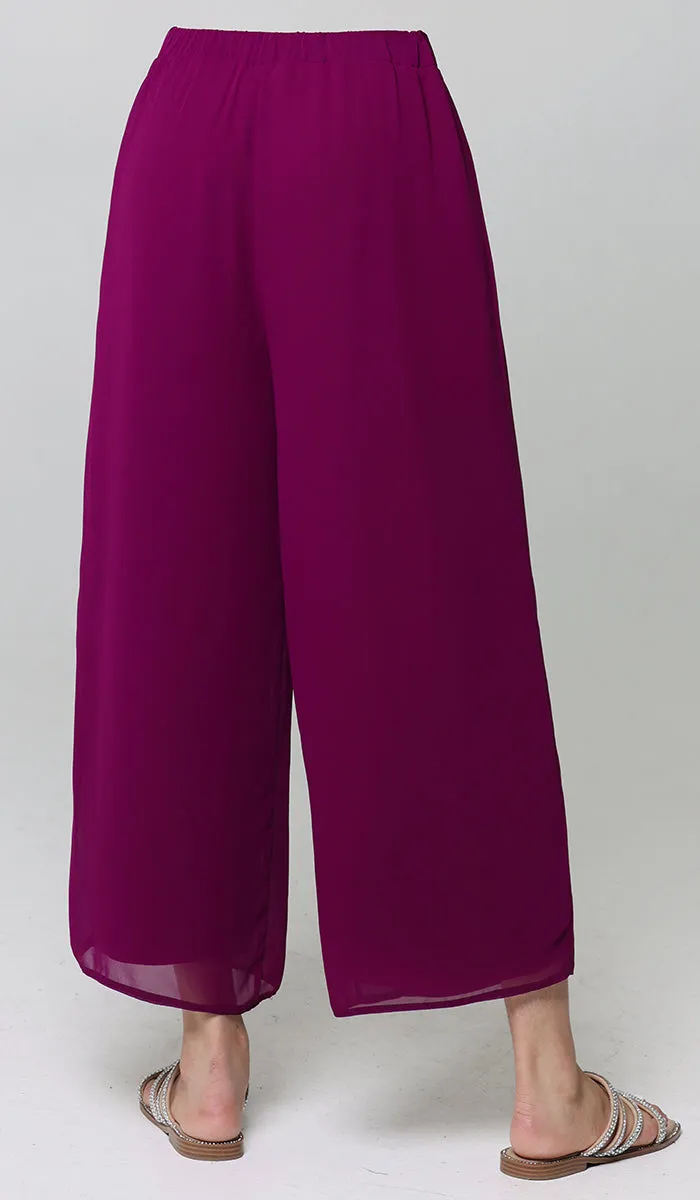 Safa Loose Flowing Palazzo Pants - Orchid