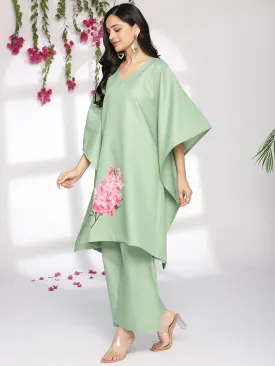 SageGreen CottonSlub ShortKaftan - BlushingSakura