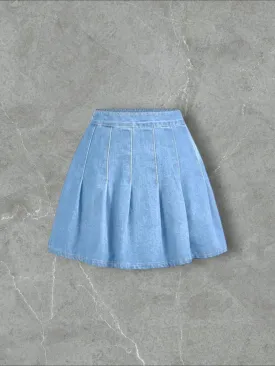 SHEIN PLEATED DENIM SHORT SKIRT